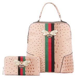 Queen Boss Bee Stripe backpack and wallet